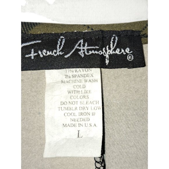 French Atmosphere Plaid Bell Sleeve Dress Womens L Black/Tan Checkered A Line - Picture 4 of 5